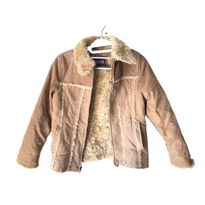 Girls Wilsons Leather Suede Jacket Tan Medium